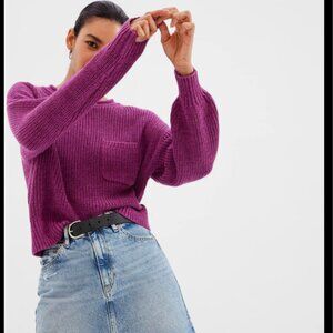Gap Shaker-Stitch Pocket Sweater Purple